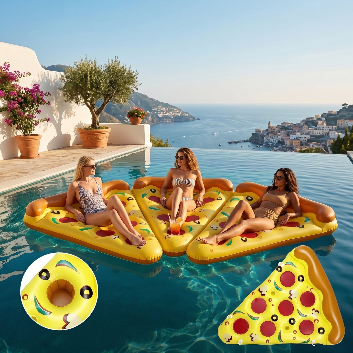 Thickened Pizza Inflatable Float Adult Water Lounger