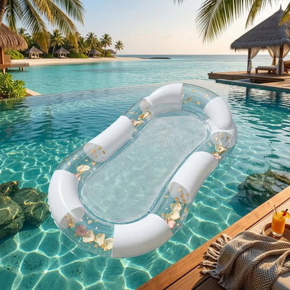 Transparent Moon Backrest Inflatable Pool Float Family Size