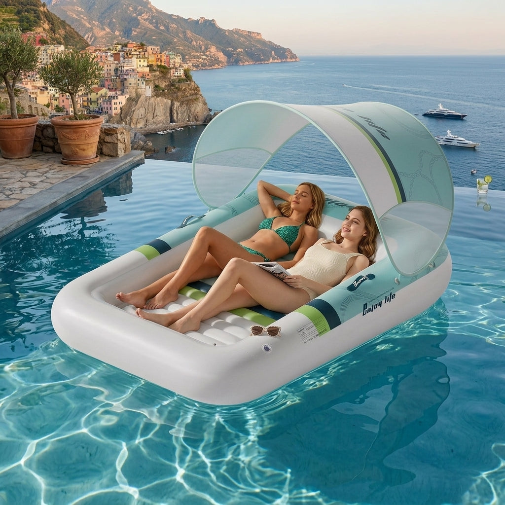 Portable Canopy Inflatable Pool Sofa Water Float